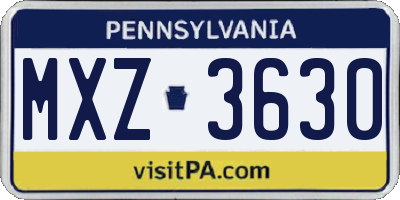 PA license plate MXZ3630