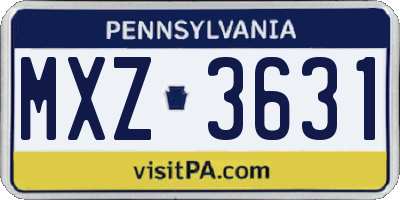 PA license plate MXZ3631