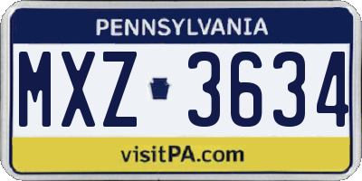 PA license plate MXZ3634