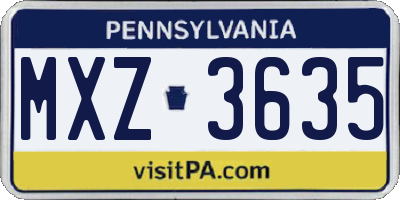 PA license plate MXZ3635