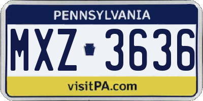 PA license plate MXZ3636