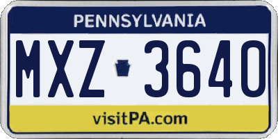 PA license plate MXZ3640