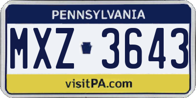 PA license plate MXZ3643