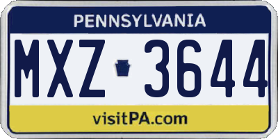 PA license plate MXZ3644