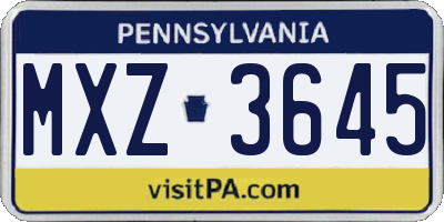 PA license plate MXZ3645