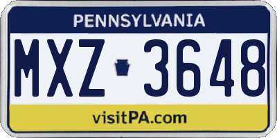 PA license plate MXZ3648