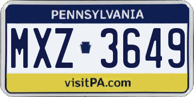 PA license plate MXZ3649
