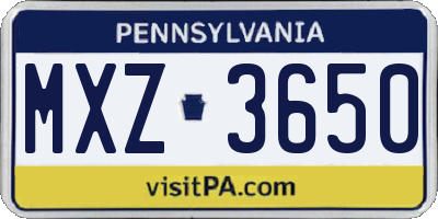 PA license plate MXZ3650