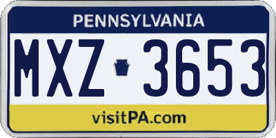 PA license plate MXZ3653