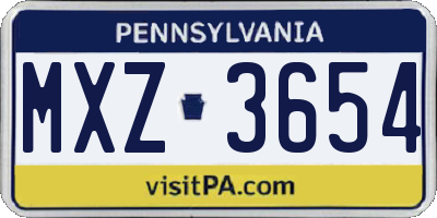 PA license plate MXZ3654