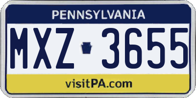 PA license plate MXZ3655