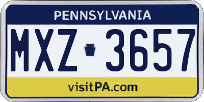 PA license plate MXZ3657