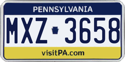 PA license plate MXZ3658
