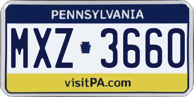 PA license plate MXZ3660
