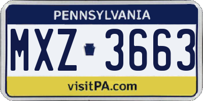 PA license plate MXZ3663