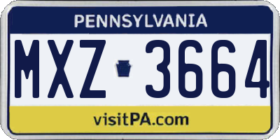 PA license plate MXZ3664