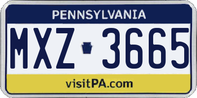 PA license plate MXZ3665