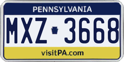 PA license plate MXZ3668
