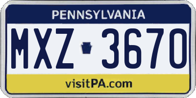 PA license plate MXZ3670