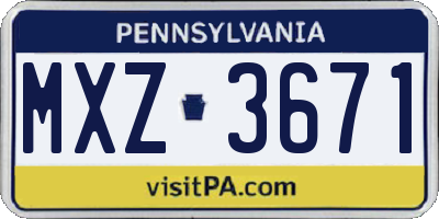 PA license plate MXZ3671