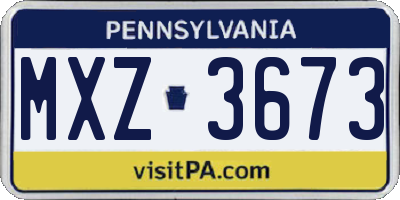 PA license plate MXZ3673