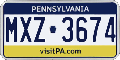 PA license plate MXZ3674