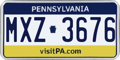 PA license plate MXZ3676