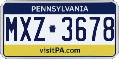 PA license plate MXZ3678