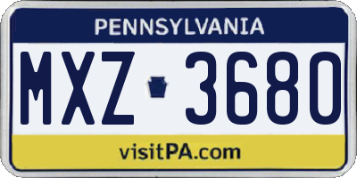 PA license plate MXZ3680