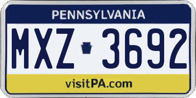 PA license plate MXZ3692