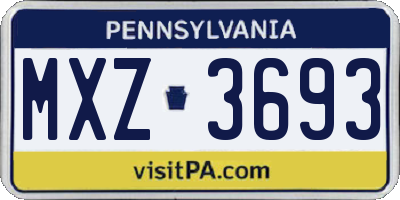 PA license plate MXZ3693