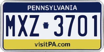 PA license plate MXZ3701