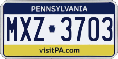 PA license plate MXZ3703