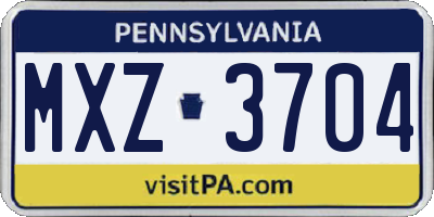 PA license plate MXZ3704