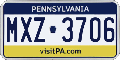 PA license plate MXZ3706