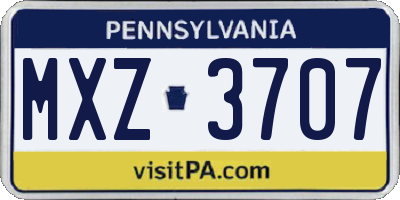 PA license plate MXZ3707