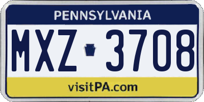 PA license plate MXZ3708