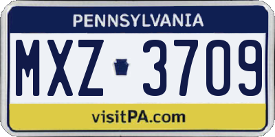 PA license plate MXZ3709