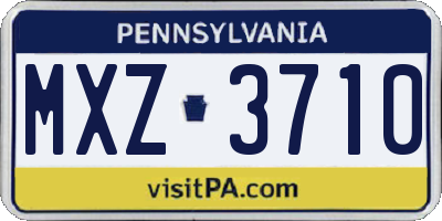 PA license plate MXZ3710
