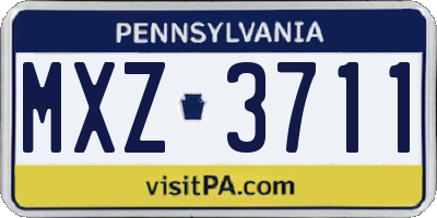 PA license plate MXZ3711
