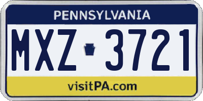 PA license plate MXZ3721