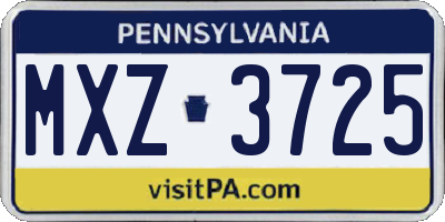 PA license plate MXZ3725
