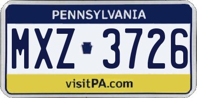 PA license plate MXZ3726