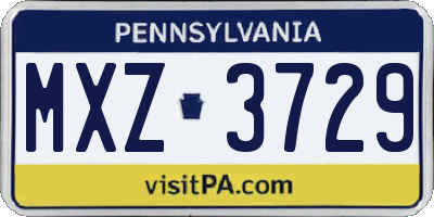 PA license plate MXZ3729