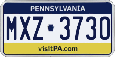 PA license plate MXZ3730
