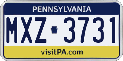 PA license plate MXZ3731