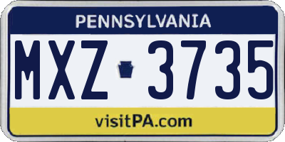 PA license plate MXZ3735