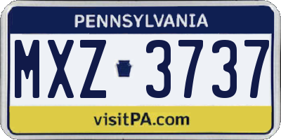 PA license plate MXZ3737