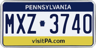 PA license plate MXZ3740