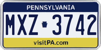 PA license plate MXZ3742